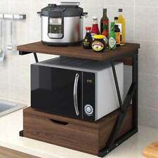 DecHome Mobile Cucina con Ruote Ripiano per Microonde in Legno