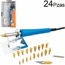 SET PER PIROGRAFIA SU LEGNO 23 PUNTE CUOIO E SUGHERO PIROGRAFO SALDATORE  30WATT