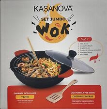 Wok Eco Petra 2 manici con coperchio, - 36 cm - Kasanova