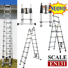 Scala telescopica in alluminio, 1,4 + 1,7 m, scala pieghevole antiscivolo,  scala a libro, per interni ed esterni, 150 kg di portata, EN131 :  : Fai da te