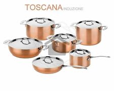 MEPRA • BATTERIA PENTOLE ACCIAIO INOX 18/10 COPERCHIO PYREX TRIPLO FONDO  INDUZIONE 18 PEZZI