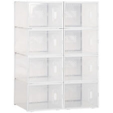 HOMCOM Mobile Scarpiera Modulare Salvaspazio, 6 Cubi 45x35x17cm in Plastica  PP e Acciaio, 45x36.5x108cm, Bianco