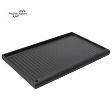 Piastra ghisa barbecue superficie rigata liscia due lati cottura bbq  35x45cm