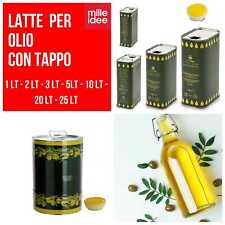 X12 Lattina per Olio da 5 Lt, Bianca Albero, ACQUAVERDE, in Metallo, Adatto per  Olio, con Doppio Tappo