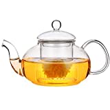 Teiera di vetro con infusore rimovibile, bollitore per tè sciolto in vetro  borosilicato alto, con acciaio inossidabile