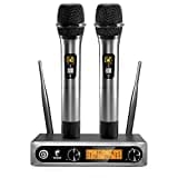 Kit coppia microfoni wireless base ricevitore professionale karaoke festa  009-4