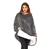 Morbida Coperta Tv Con Maniche, Plaid Coperta Indossabile Con Maniche In  Microfibra Tinta Unita (Grigio)