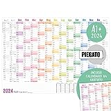 Agenda da muro 2024 A1 Calendario annuale annuale per l'ufficio domestico,  grande 84 cm x 60 cm -  Italia