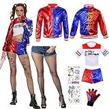 Costume Harley Quinn Clown Bambina, Harley Suicide Squad Costume Cosplay  per Ragazze Joker Costume con T-Shirt Giacca Pantaloncini e Guanti Costumi  Clown Cosplay per Halloween Natale Carnevale 130cm : : Giochi e  giocattoli