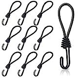 Set da 10 Corde Elastiche con Gancio, 4 Misure di Ganci Elastici, Corda  Elastica con Gancio per Teloni, Portapacchi, Auto e Bici, Ragni Elastici