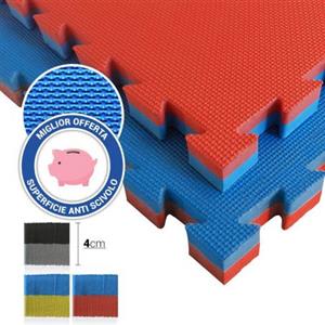 Tappeto Tatami Puzzle Bifacciale Rosso Blu 100x100 Spessore 4 cm. TOORX -  MAT04-100