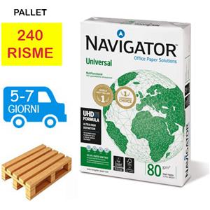 Bancale Carta per fotocopie A4 Navigator Universal 80 gr Risma da 500 fogli  (Pallet 240 risme) a 3,27€ +iva cad