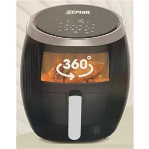 Friggitrice ad aria 6 Litri con 8 programmi di cucina e timer 60 minuti  Zephir ZHC60N, 1800W, 80-200°C, Display LED Touch