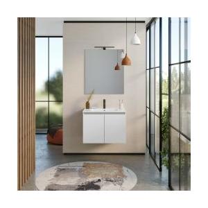 Mobile bagno sospeso 70 cm blu esotico opaco con lavabo e specchio - Dedalo