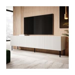 Mobile porta tv 150 cm in legno bianco opaco cannettato con gambe nere -  Judith