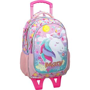 Zaino Scuola Pandacorno Candy Julian Ross/ Carrellino Trolley Sj Gang Rosa