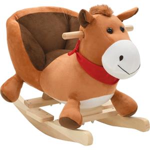 HOMCOM Cavallo a Dondolo Legno con Suono Animale Regalo Giocattolo per i  Bambini 74 x 28 x 65cm Rosa